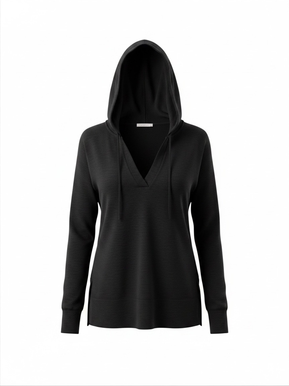 Lou & Grey Black Supersoft Hooded V-Neck Tunic Size Small